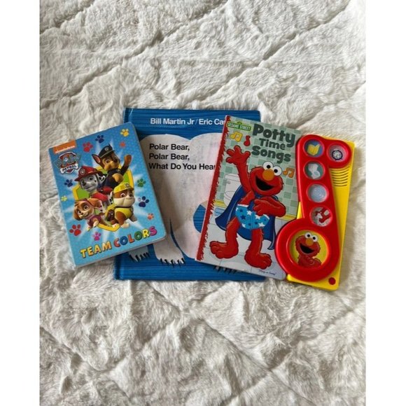 Baby/Toddle Elmo, Paw Patrol & Polar Bear Polar Bear, What do you Hear? Book Bun - Picture 1 of 12